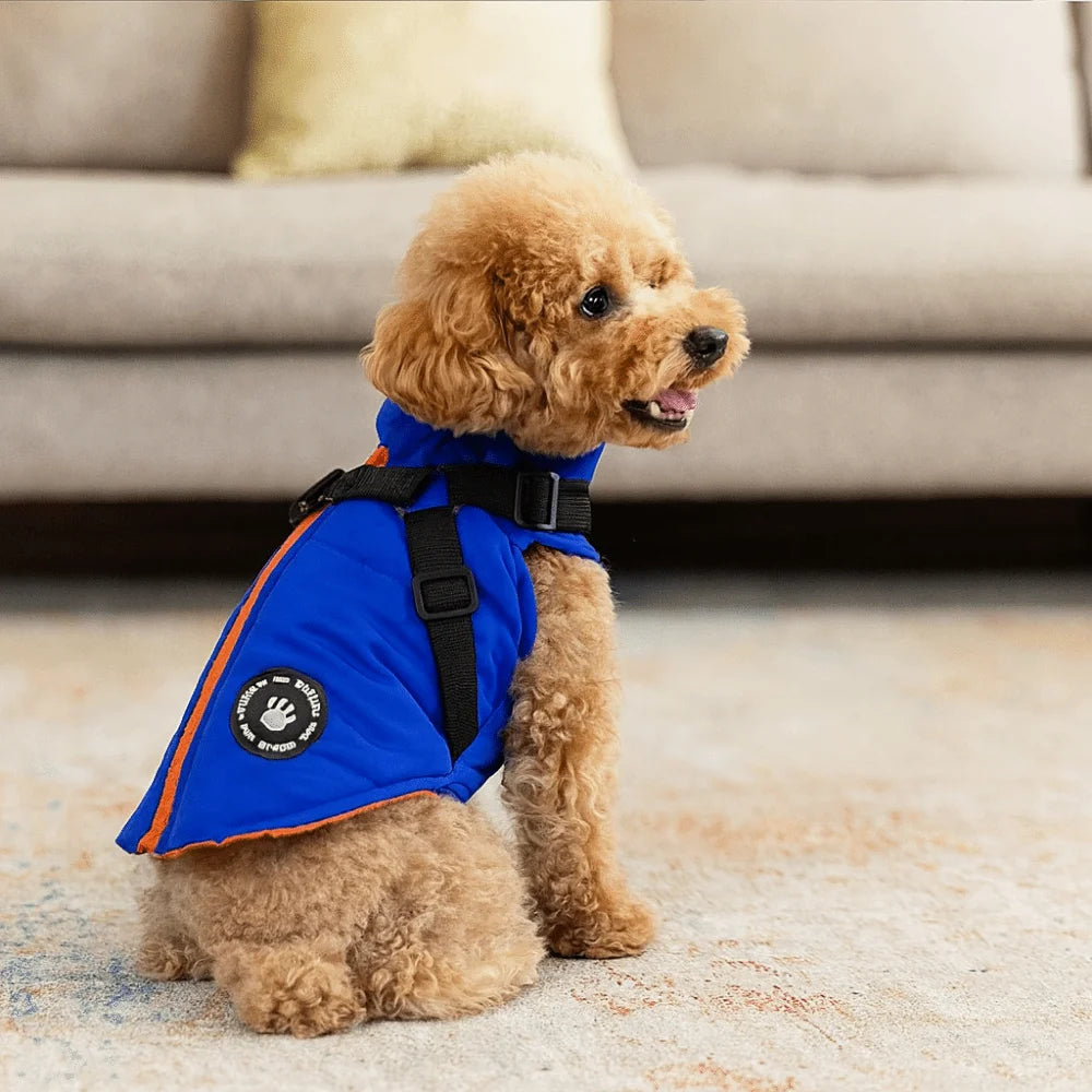 Waterproof Adjustable Dogs Down Clothes Thicken Warm Winter Dog Clothes Soft with Harness Dog Coat for Dogs Cats