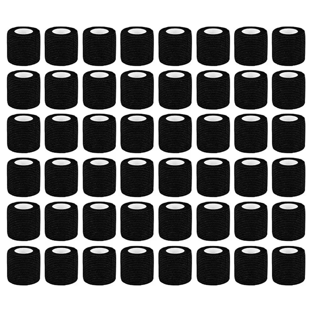 48/24/3PCS Black Tattoo Grip Cover Wraps Self-Adhesive Elastic Bandage Tape Breathable Strong Sports Tape Athletic Bandage Rolls