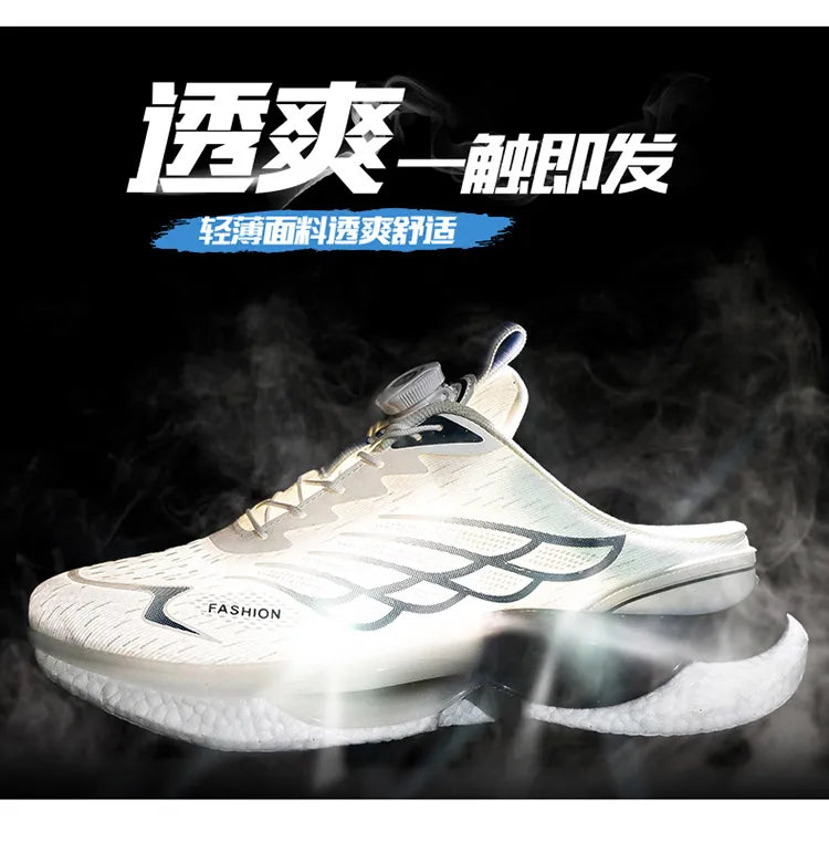 Mesh Half Shoes For Men Mules Closed-toe Casual Shoes Summer Backless Slippers Loafers Man Slides Mens Semi-Drag Sport Shoes