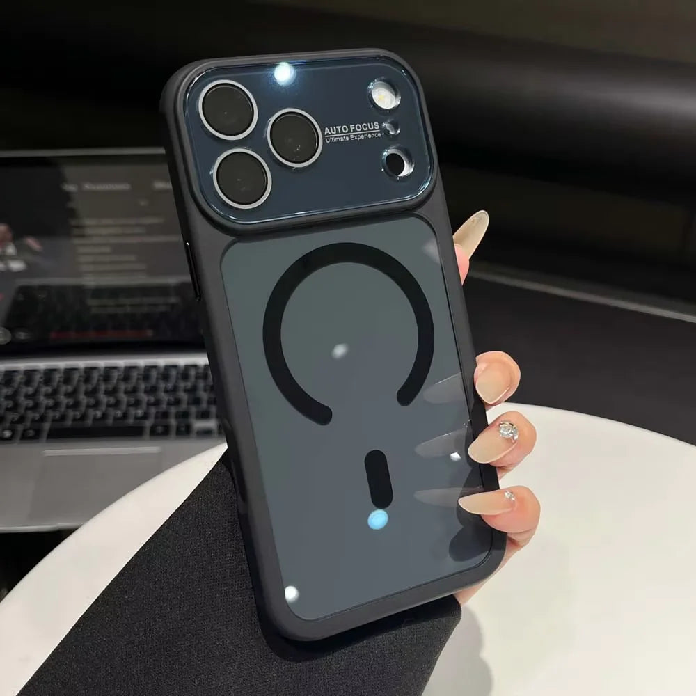 Large Window Glass Lens Colorful Acrylic For Magsafe Magnetic Phone Case For iPhone 17 16 15 14 13 Pro Max Shockproof Cover Q7