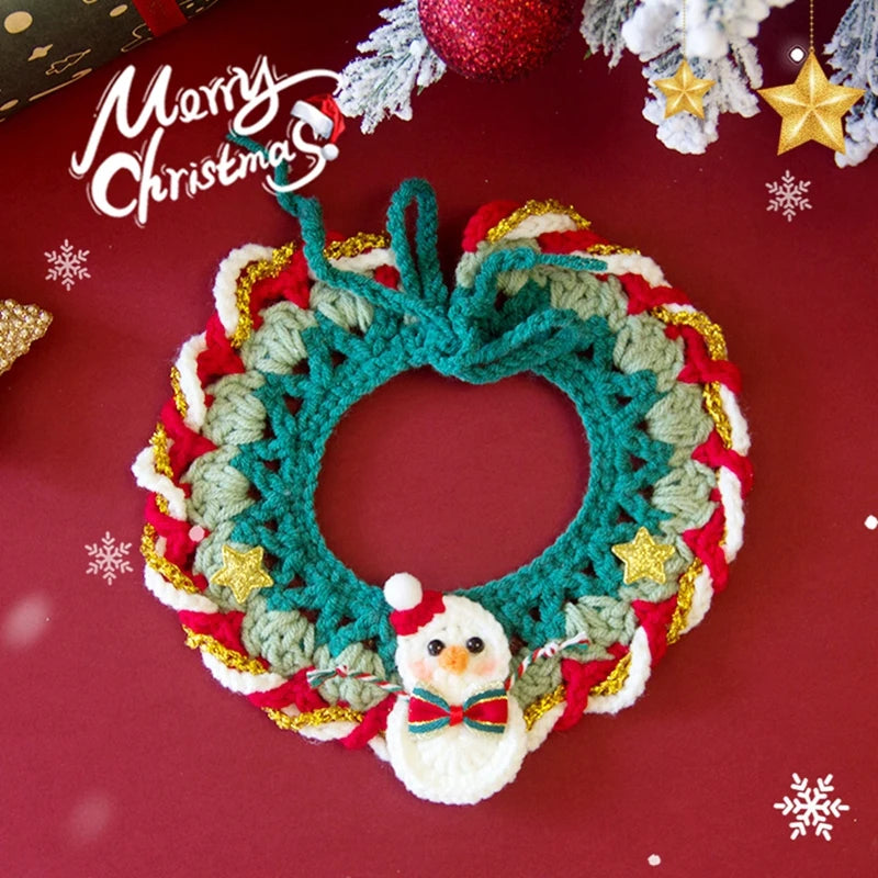New Year Cat Collar Pet Cat Dog Scarfs Crocheted Kitten Puppy Collar Spring Festival Cat Cosplay Costume Pet Accessiories