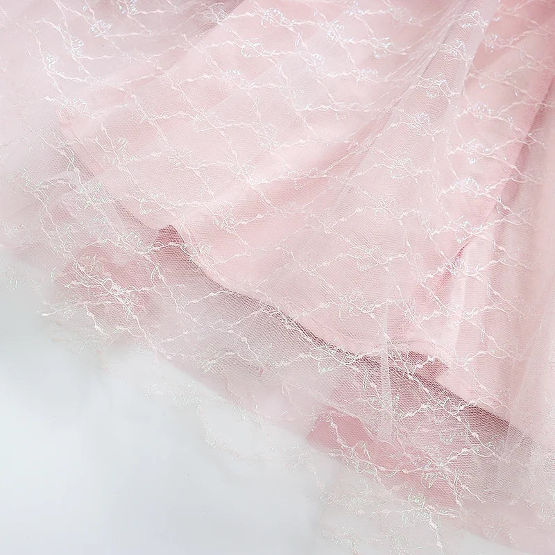 Kids Pink Aurora Princess Lolita Dress Halloween Costume Girl Sleeping Beauty Princess Cosplay Birthday Party Dresses for 2-12Y