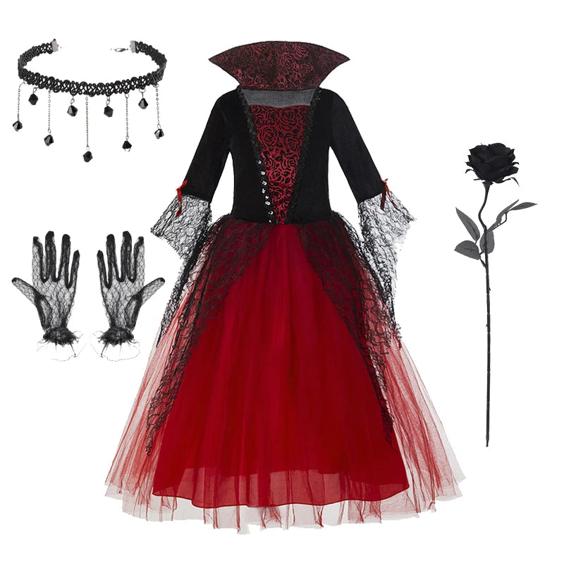 2-12T Halloween Costume for Kids Girls Purple Bat Dress Carnival Vampire Costume Witch Cosplay Clothes Carnival Party Gifts