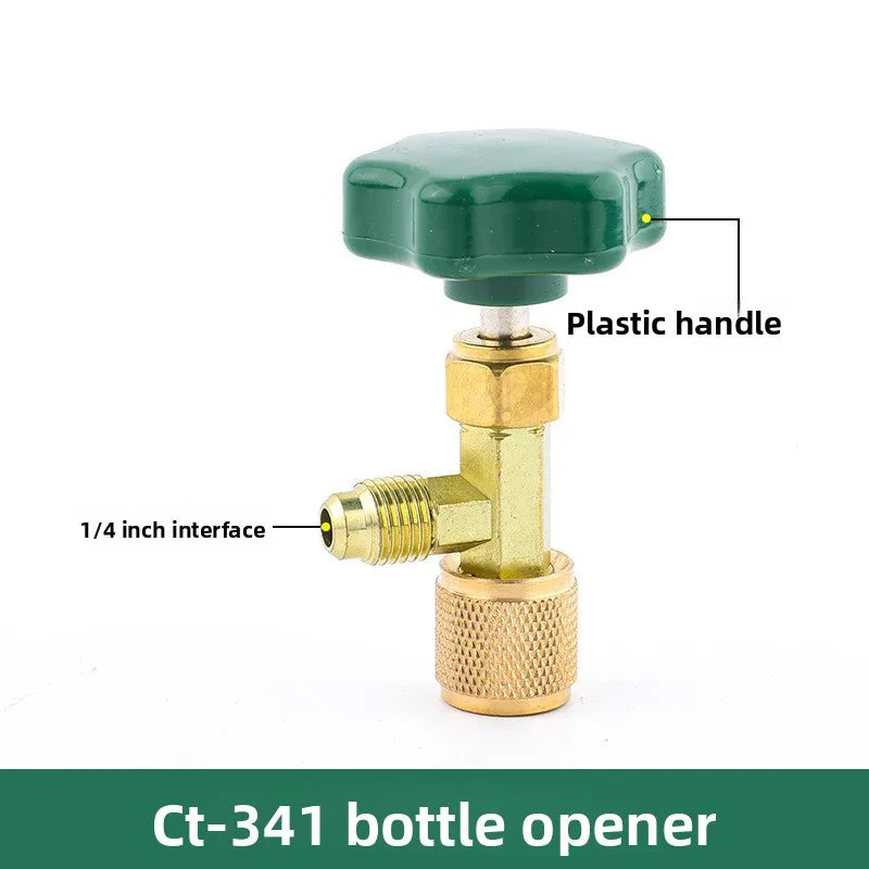 Refrigerant Bottle Opener Air Conditioner Refrigerant Can Tap Valve Bottle Opener Tool Brass Dispensing Valve R410 D4L5