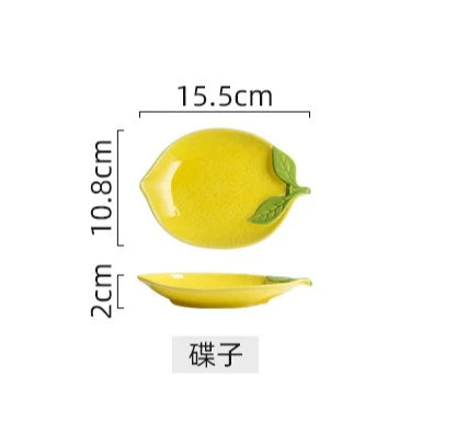 Creative Cartoon Lemon Shaped Ceramic Salad Bowl Soup Bowl Family Fruit Snack Plate Kitchen Utensils Accessories