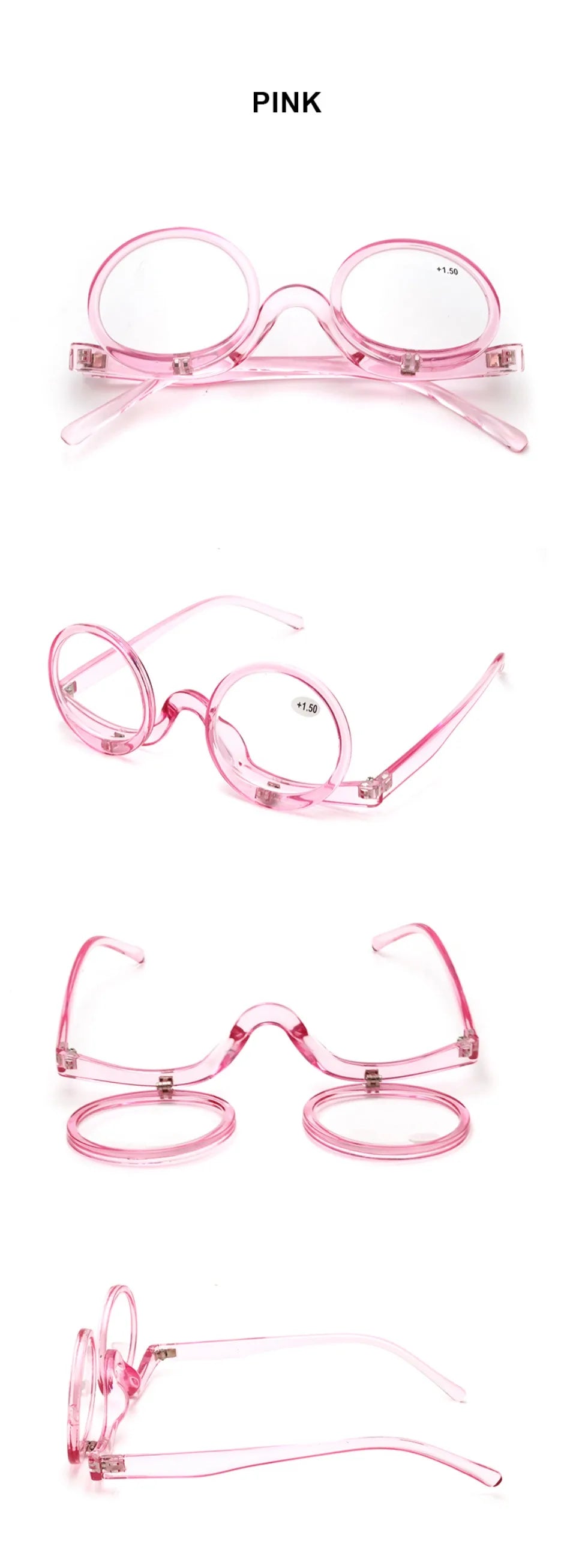 NONOR Makeup Readers Flippable Dual Lens Fashion Reading Glasses for Women Eyeglasses Diopter +1.0 +1.5 +2.0 To +4.0
