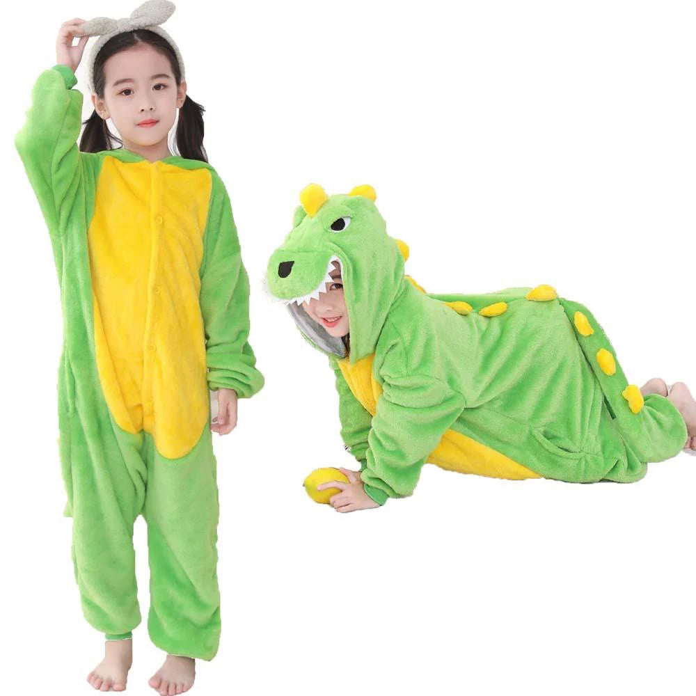 4 6 8 10 12 Years Girls Black Cat Jumpsuits Unicorn Pajamas Kigurumi Toddler Kids Hooded Flannel Home Wear Children Onesie