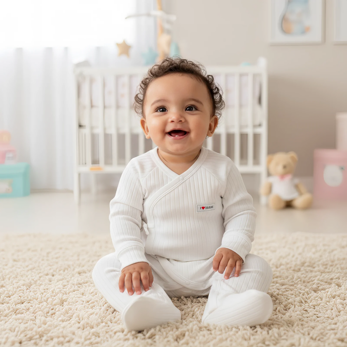 Somenie Baby Long Sleeve Onesie 100% Cotton  Unisex Newborn Cute Bear Head Embroidery Romper Gift For Boys Girls Baby 1-3-6-9M