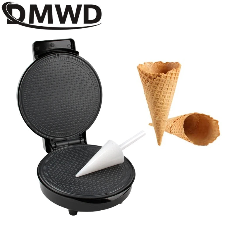 Electric Egg Roll Maker DIY Ice Cream Cone Machine Crispy Omelet Mold Sandwich Iron Crepe Baking Pan Waffle Pancake Grill Oven