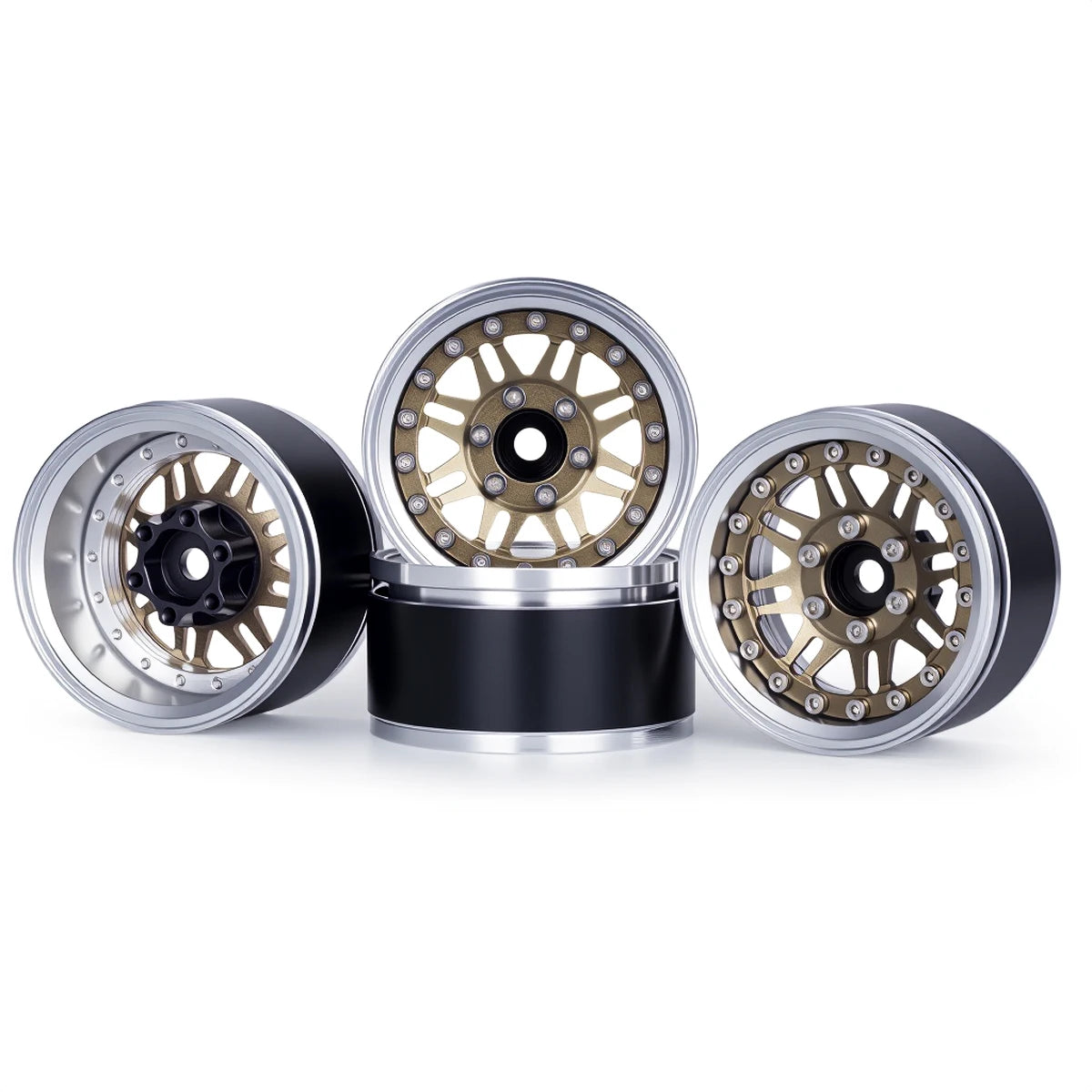 4Pcs 1.9 Aluminum Beadlock Wheel Rims Adjustable Offsetfor 1/10 RC Crawler Car TRX4 TRX6 SCX10 90046 GEN7 8 D90 Upgrade Parts