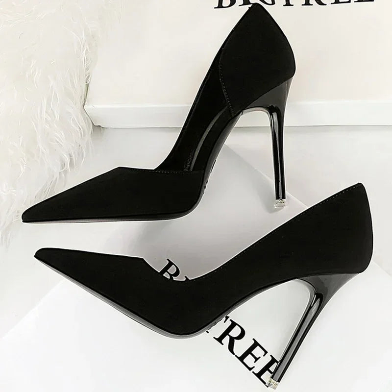 2025 New Women 11cm High Heels Wine Green Pumps Plus Size 34-43 Stripper Evening Orange Heels Lady Wedding Bridal Scarpins Shoes
