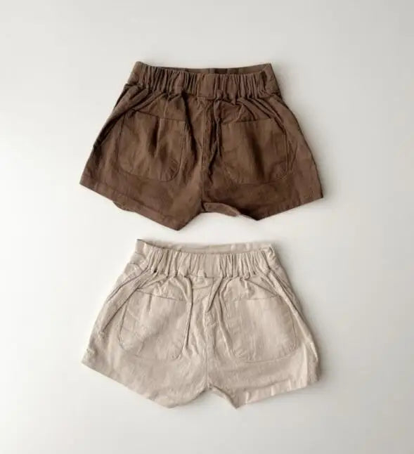 22316 Baby Summer Clothes 2024 Ins New Cotton and Linen Baby Girl's Skirt Short Leisure Crotch Button Mori Hot Pants