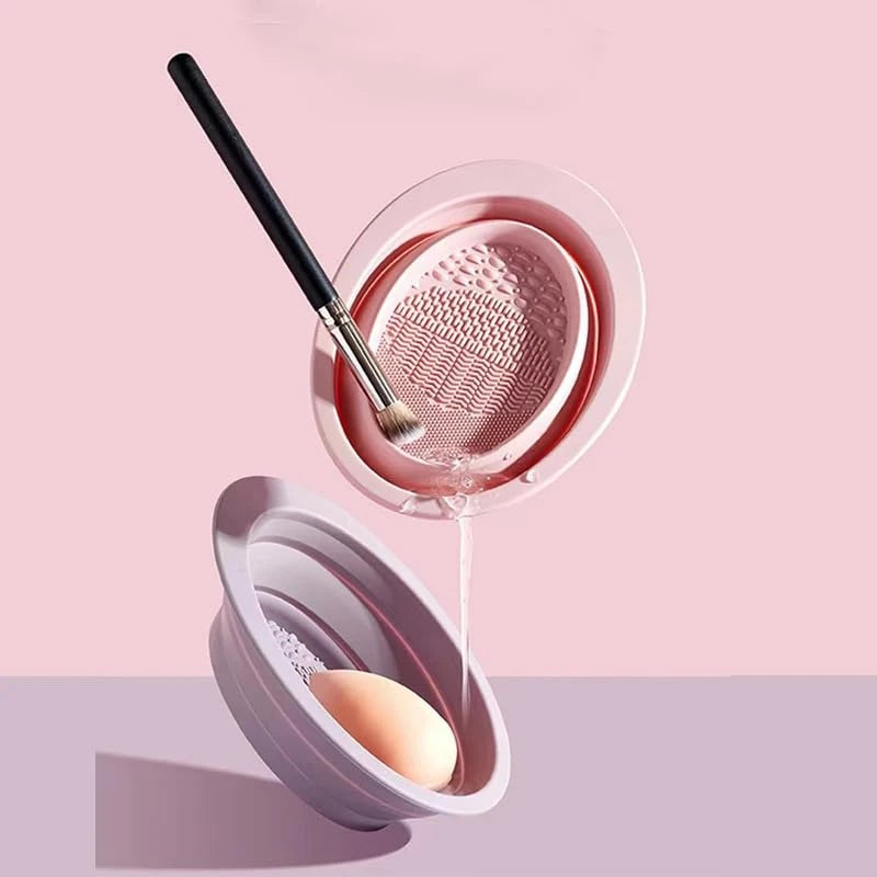 New Silicone Makeup Brush Cleaner Folding Powder Puff Cleaning Bowl Eyeshadow Brushes Washing Soft Mat Beauty Tools Scrubber Box