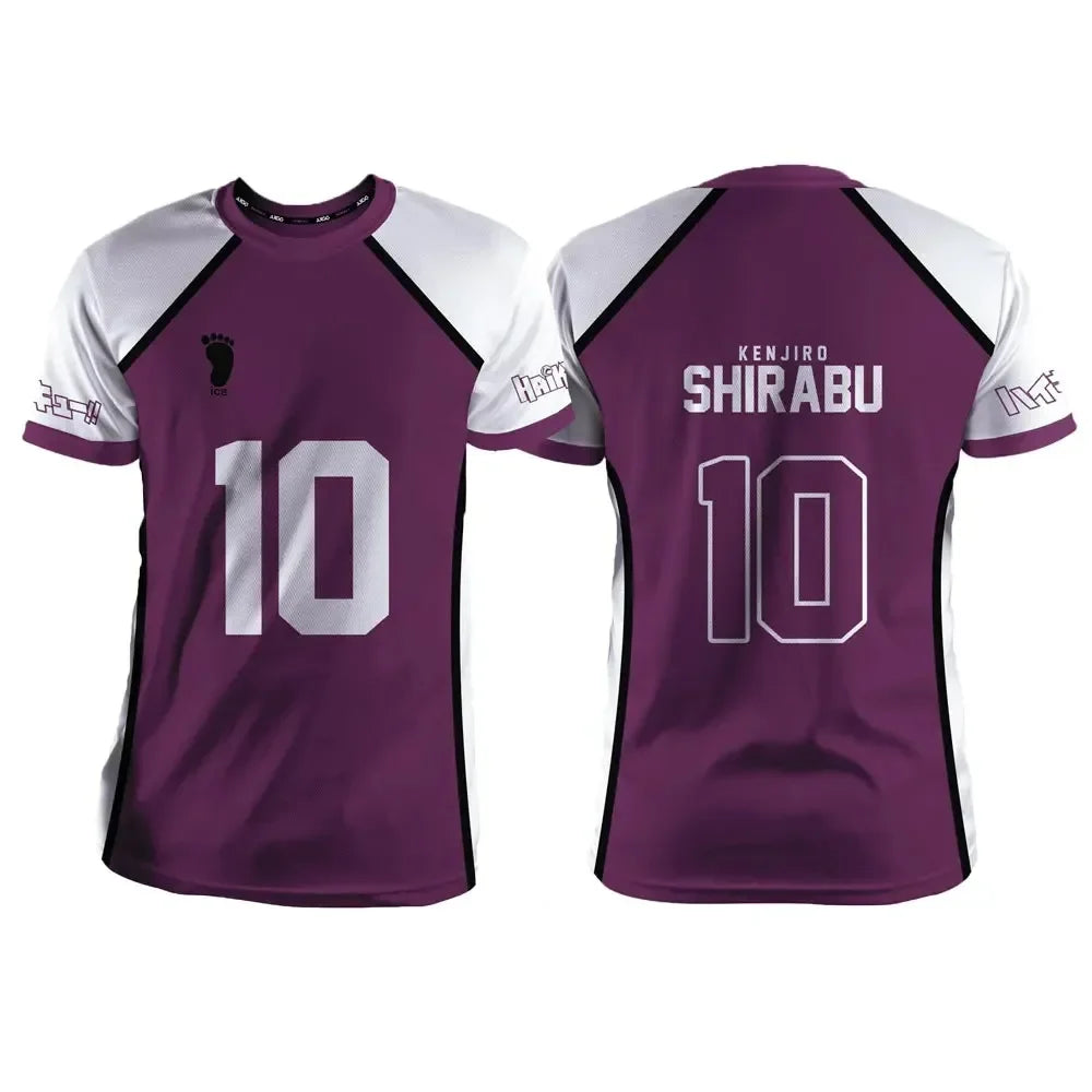 Haikyuu Shiratorizawa Purple Cartoon Anime Cosplay Men Jersey Summer Short Sleeve Children Unisex Tee Tops Fashion Women T-shirt
