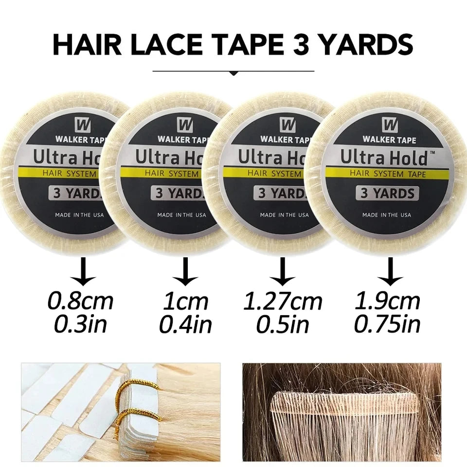 1 Roll Walker Ultra Hold 3Yards Hair System Tape Double Sided Adhesive for Lace Wig Toupee 5 Widths (0.8-2.54cm)