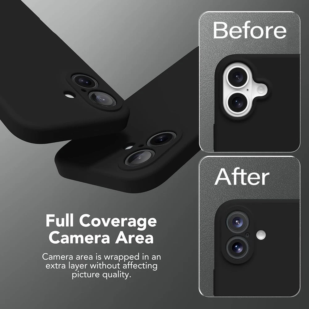 Shockproof Silicone Black TPU Phone Case For iPhone 17 16 15 14 13 12 11 Pro X XR Xs Max 7 8 Plus 16e 17e Protective Cover Case