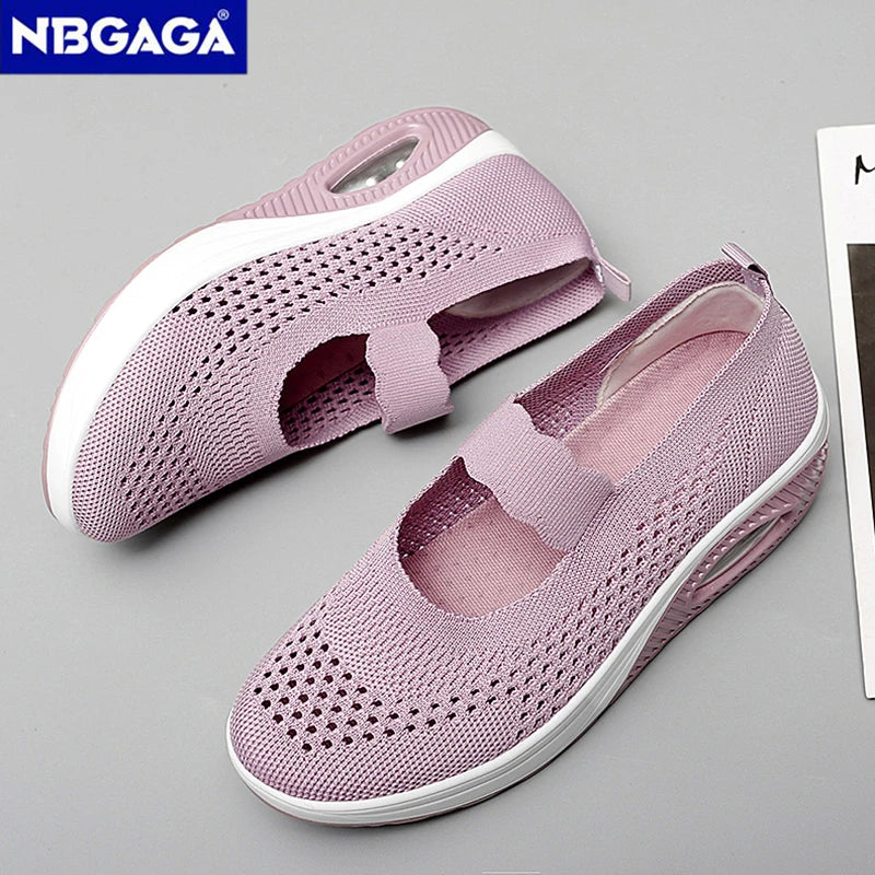 Solid Color Women Walking Shoes Air Cushion Non Slip Orthopedic Shoes Ladies' Casual Mother's Shoes Slip-On Lazy Loafers Sneaker