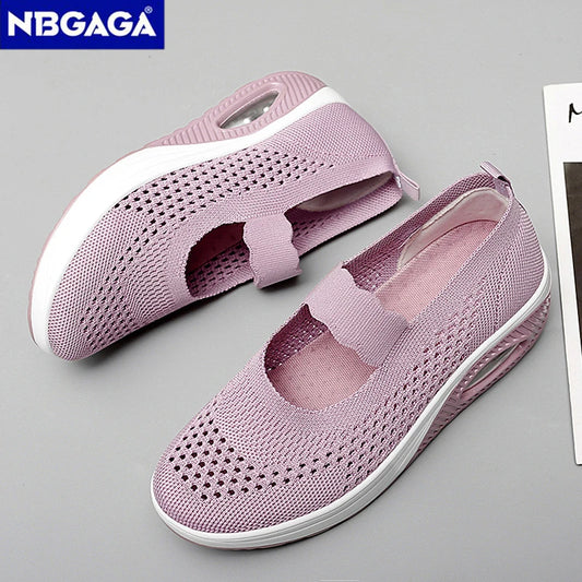 Solid Color Women Walking Shoes Air Cushion Non Slip Orthopedic Shoes Ladies' Casual Mother's Shoes Slip-On Lazy Loafers Sneaker