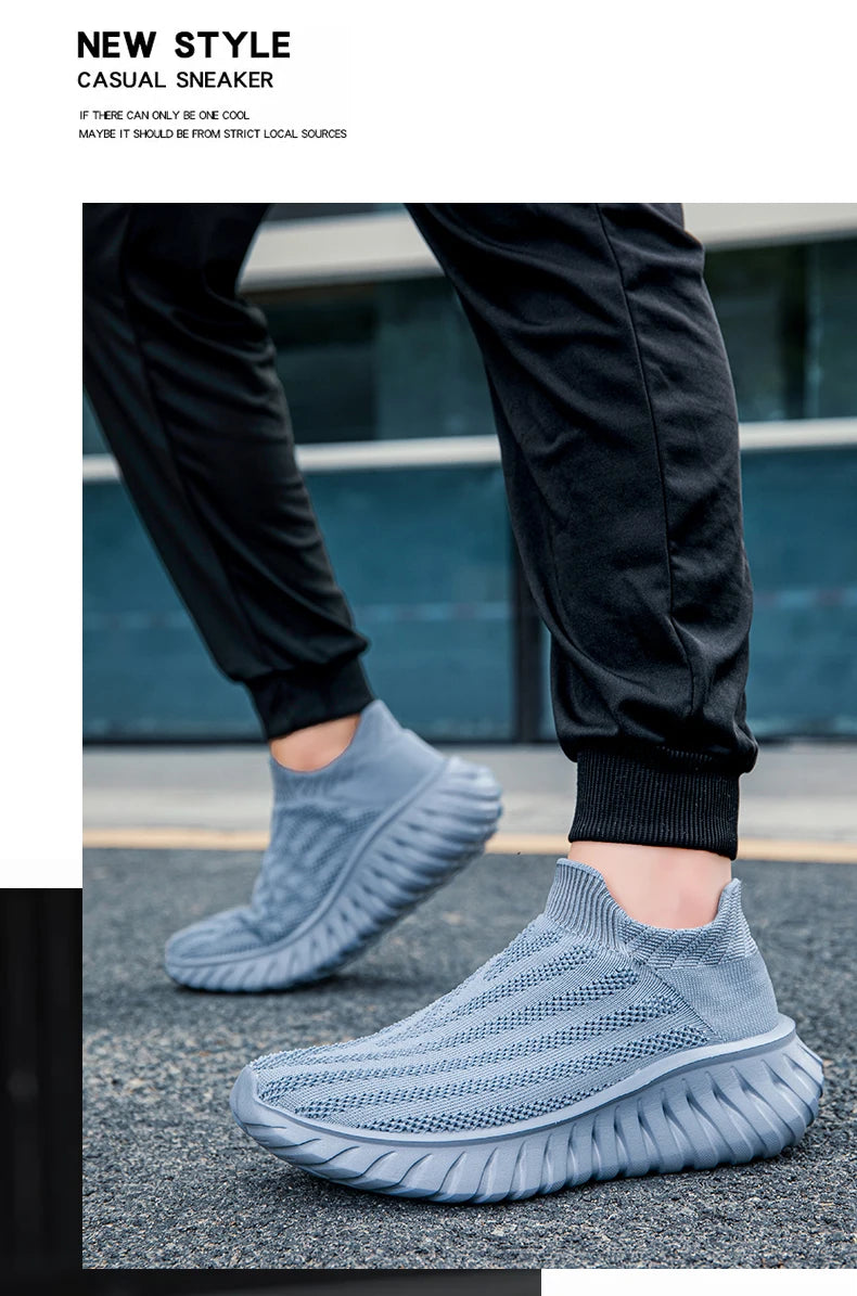 Men's Slip On Casual Sport Shoes Comfortable Knitted Fabric Non-Slip EVA Sole Soft Walking Shoes Women's Sneakers Unsiex Loafers
