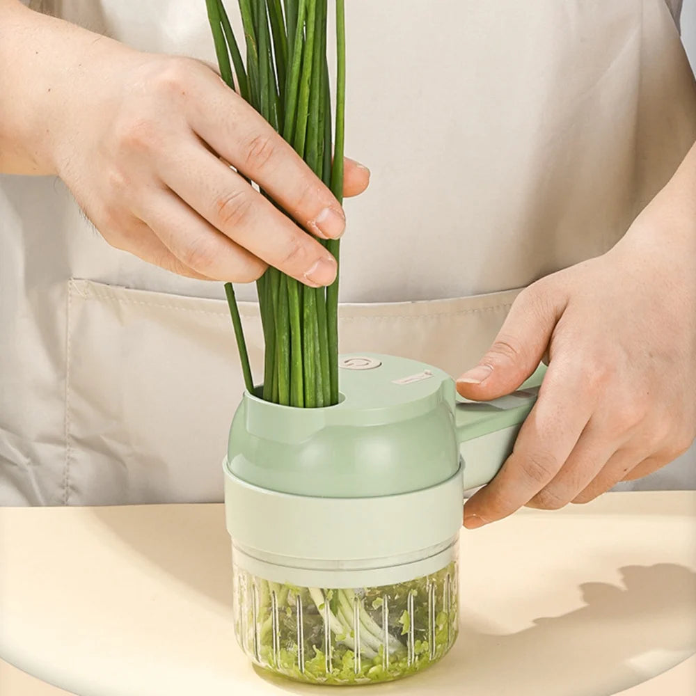 4 In 1 Wireless Vegetable Slicer Electric Handheld Food Chopper Garlic Masher Cutter USB Slice Meat Grinder Machine 오토슬라이서전동채칼