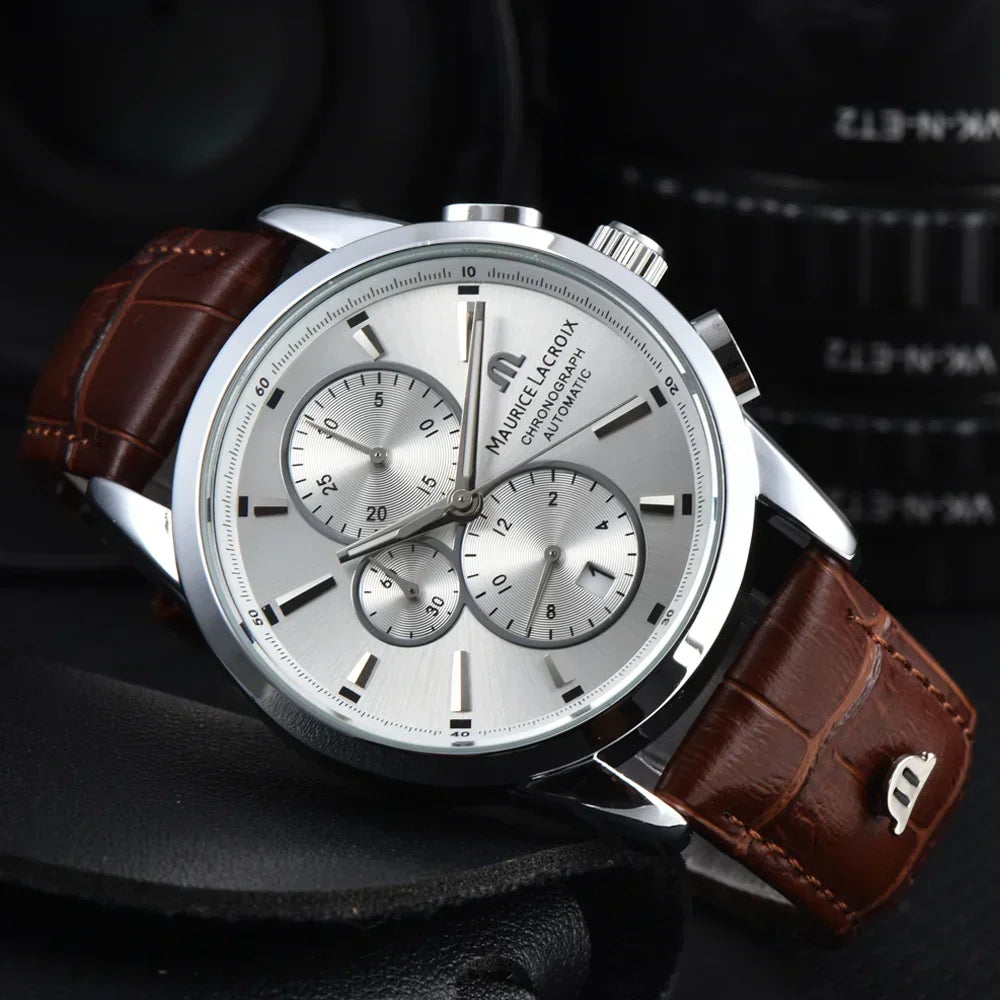 High Quality Maurice Lacroix Brand Watches For Mens Multifunction Chronograph WristWatch Business Precious Quartz AAA Male Clock