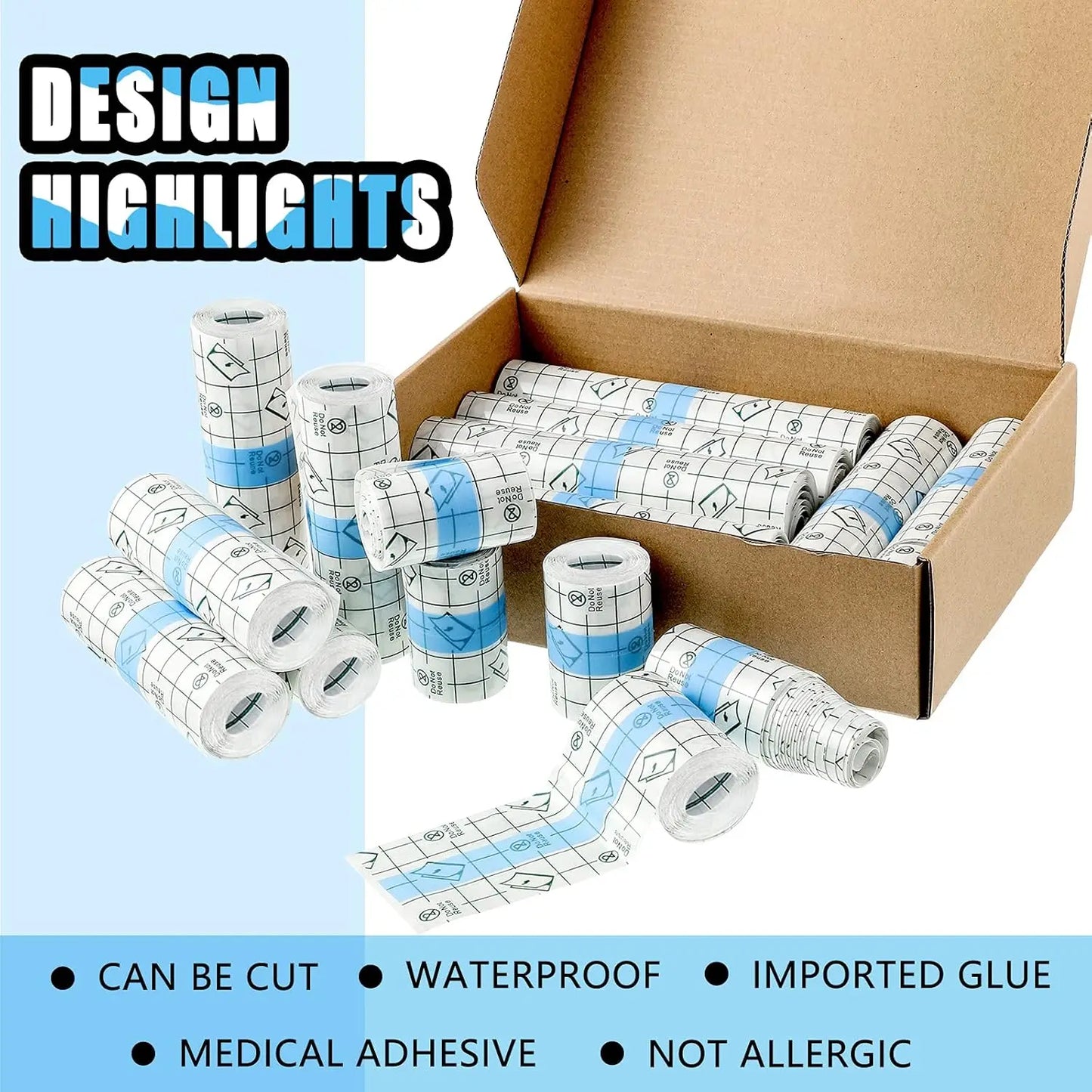 Narkasy 2/5/10m Waterproof Tattoo Protective Film PU Tape Aftercare Bandage Repair Adhesive Wrap Roll for Protecting and Healing