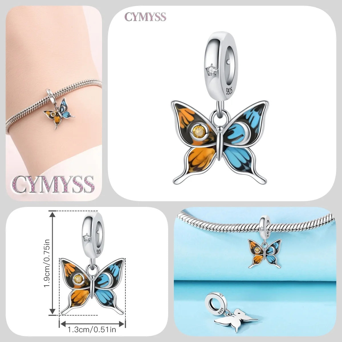 925 Sterling Silver Plated Bee Sunflower Butterfly Charm Pendant Fine Jewelry Women DIY Bracelet Necklace Birthday Party Gift