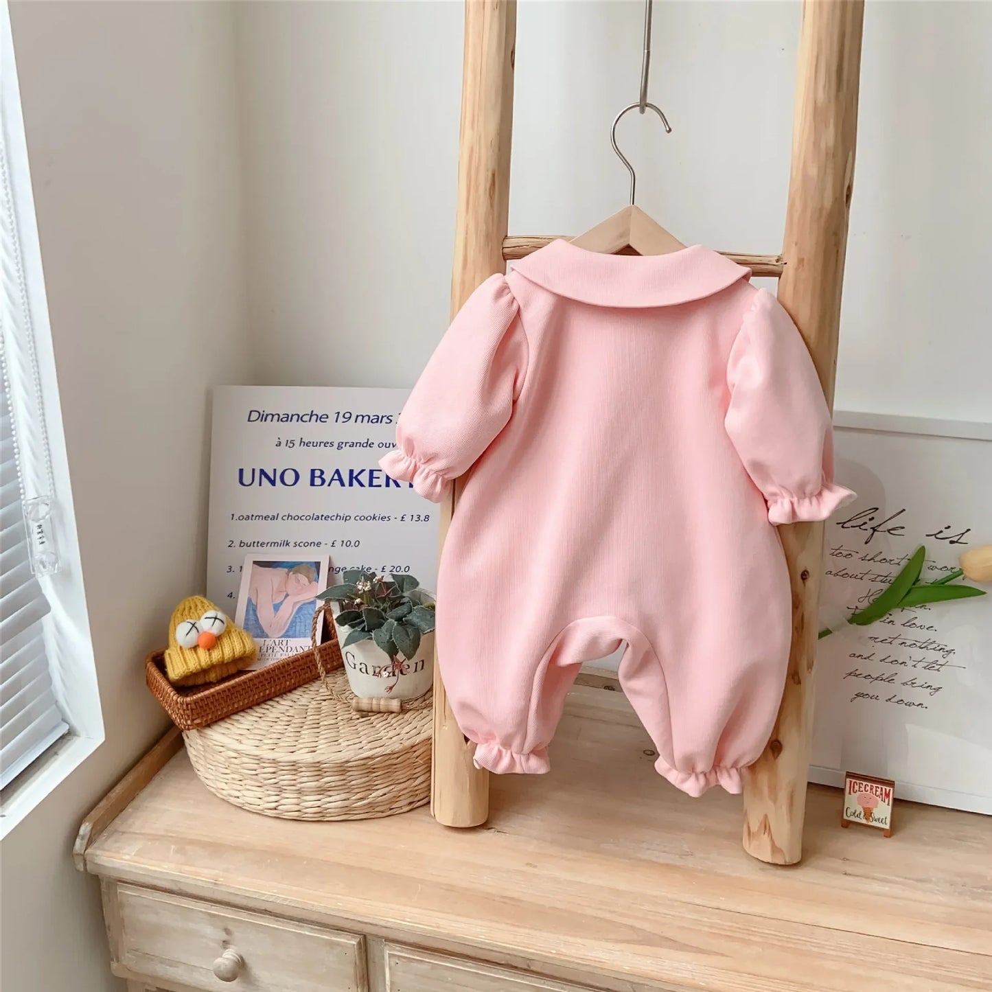 Newborn Baby Autumn Romper One Year Old Birthday Cute Girls Cartoon Rabbit Long Sleeve Bodysuits Spring New Kids Cotton Clothes