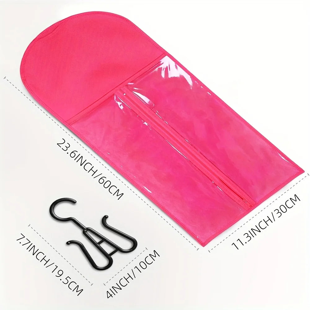 6pcs Long Hair Extensions Storage Bag Non-Woven Dust Proof Wigs Carrier Bags With Plastic Hanger For Home Salon Organizer