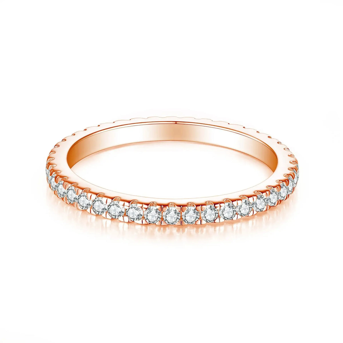 1.5mm All Moissanite 925 Sterling Silver Ring For Women with White Gold Plated Lab Diamond Engagement Wedding Band Jewelry