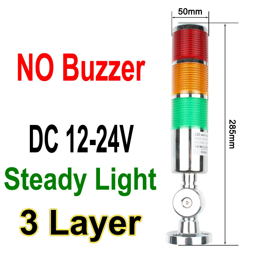 1-3 color LTA Vertical Industrial Multilayer Stack light Lamp Signal Tower Alarm caution light Flash Industrial Tower LED Silver