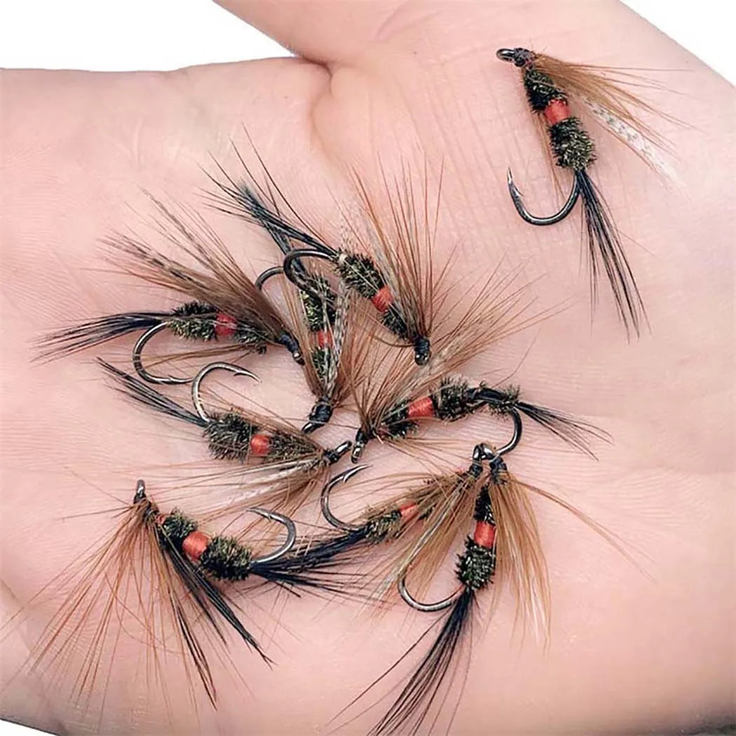 24-100Pcs Dry/Wet Flies Handmade Fly Fishing Artificial Fly Baits Lures Fly Assortment Trout Bass Fishing, with Flies Box