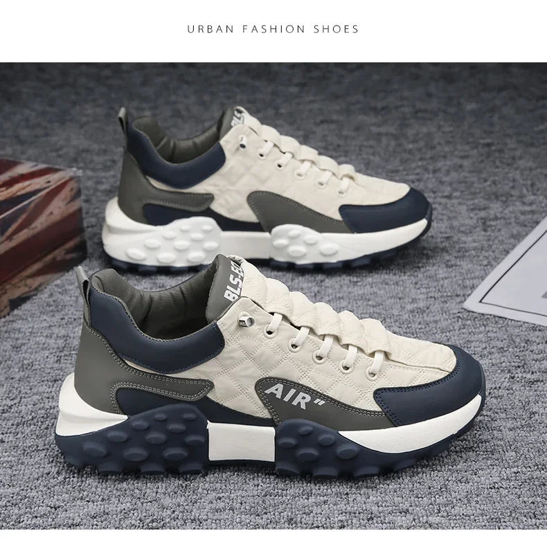 Men's Spring New Sport Shoes Casual Classic Trendy Thick Bottom Leisure Shoes Breathable Microfiber Upgraded Spring Autumn