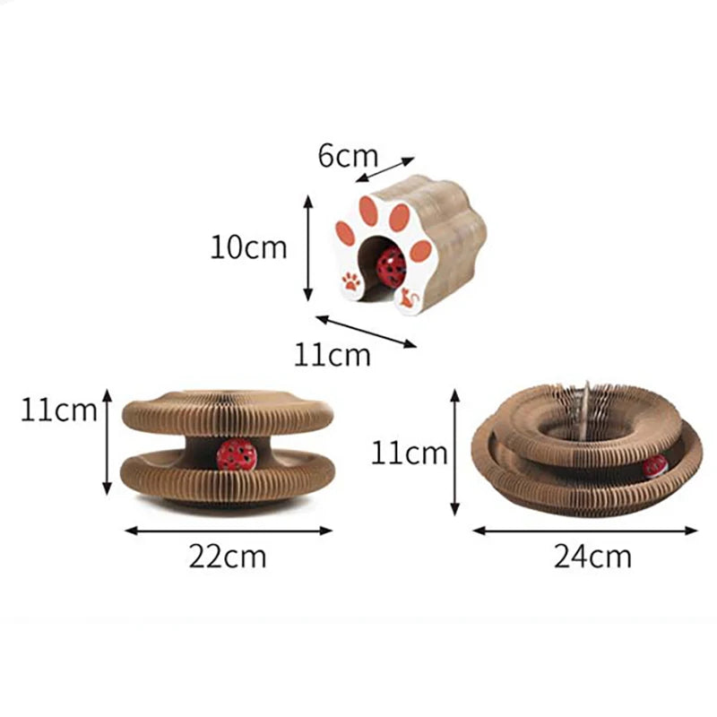 Cat Toy Magic Cat Scratch Organ Board  with Ball Cat Grinding Claw Cat Climbing Frame Kitten Round Corrugated Cat Scratching Toy