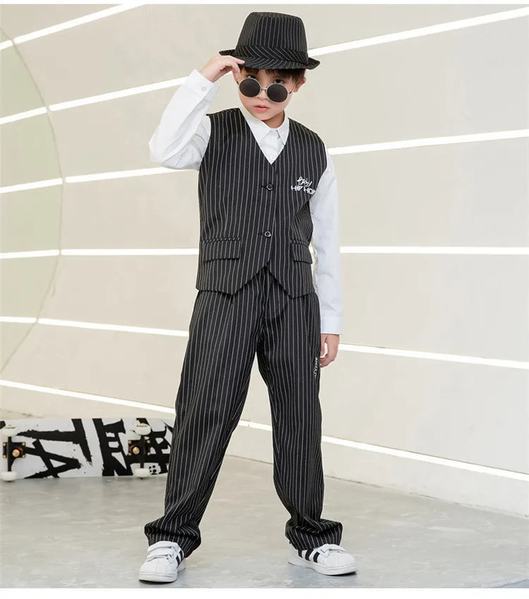 Kids Performance Costume Stage Outfit for Hiphop Dance Clothing Boys Girls Jazz Breaking Streetdance Waistcoats