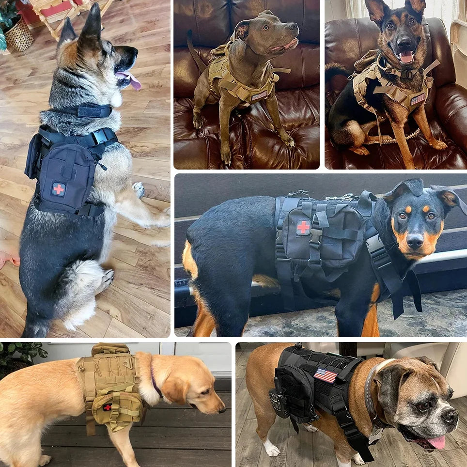 Dog Harness Bag Dog Accessories Military Dog Harness Pouch Pet Multi-purpose Nylon Dog Training Bags Attaching On Harness