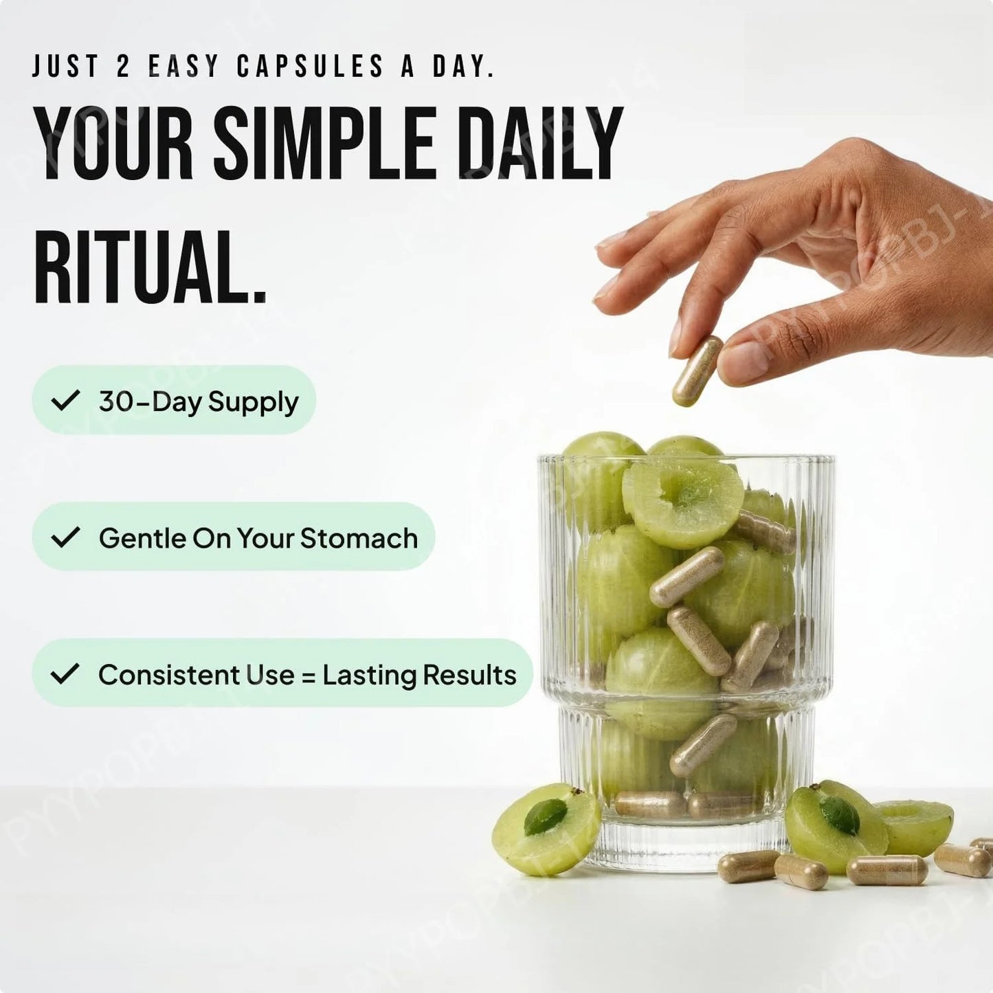 Amla Fruit Extract 1000mg Capsules Superfruit Supplement Energy Support 60 Capsules 30 Servings Vegan Non-GMO Gluten Free
