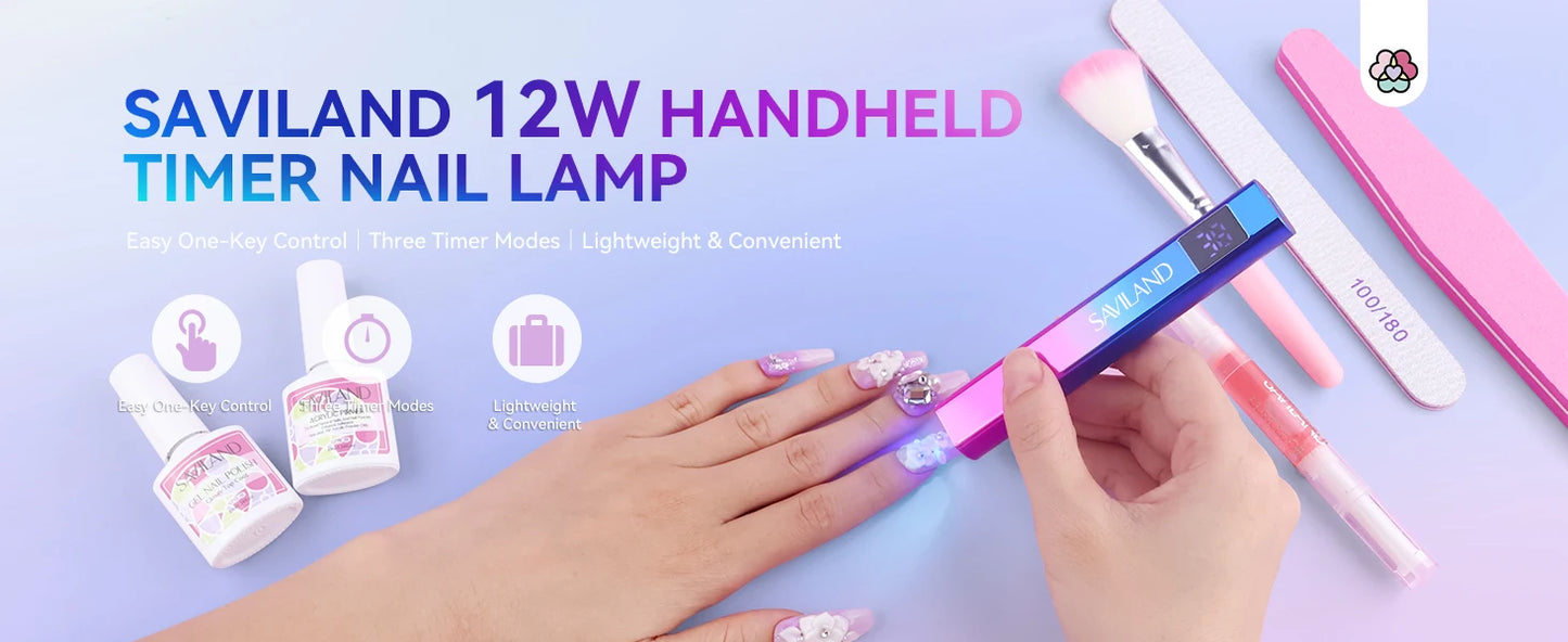 SAVILAND Portable Nail Lamp Dryer Handheld Mini UV Light for Nails For Gel Polish Quick Dry USB Nail Dryer Nail Art Tools