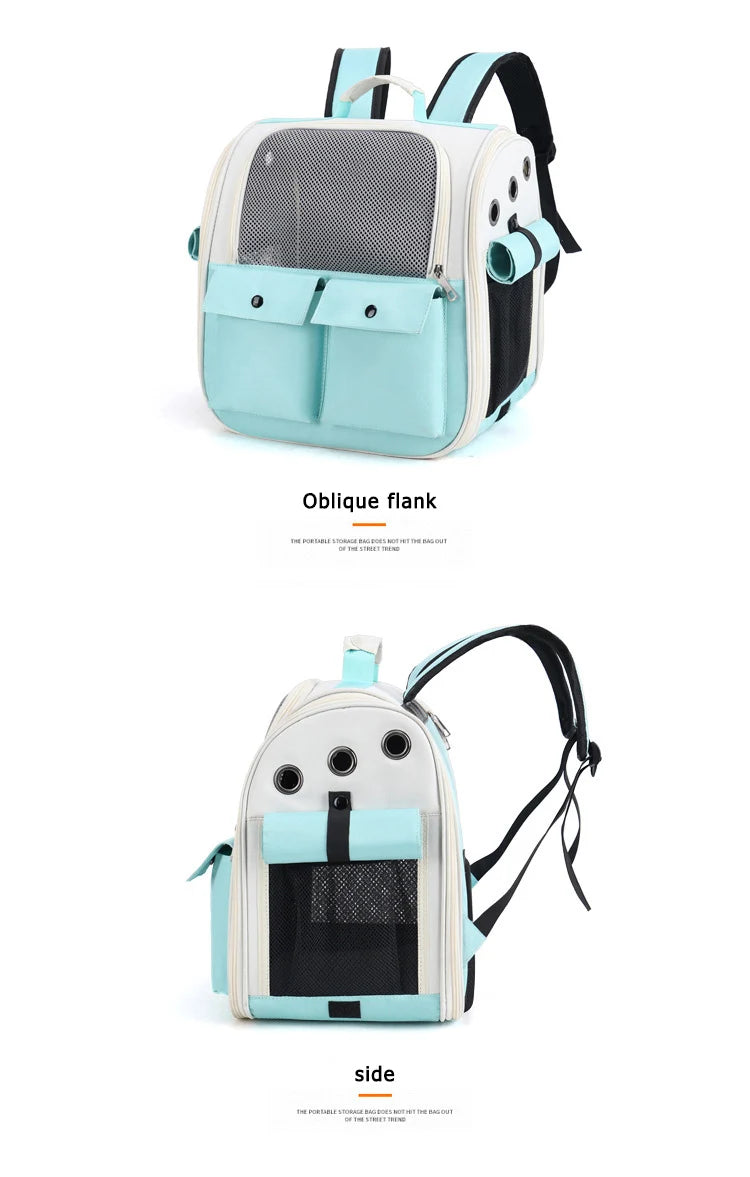 Ventilation Large Capacity Cat Carrier Backpack Adjustable Strap Pet Carrying Bag Foldable Cat Backpack for Outdoor Travel Pet