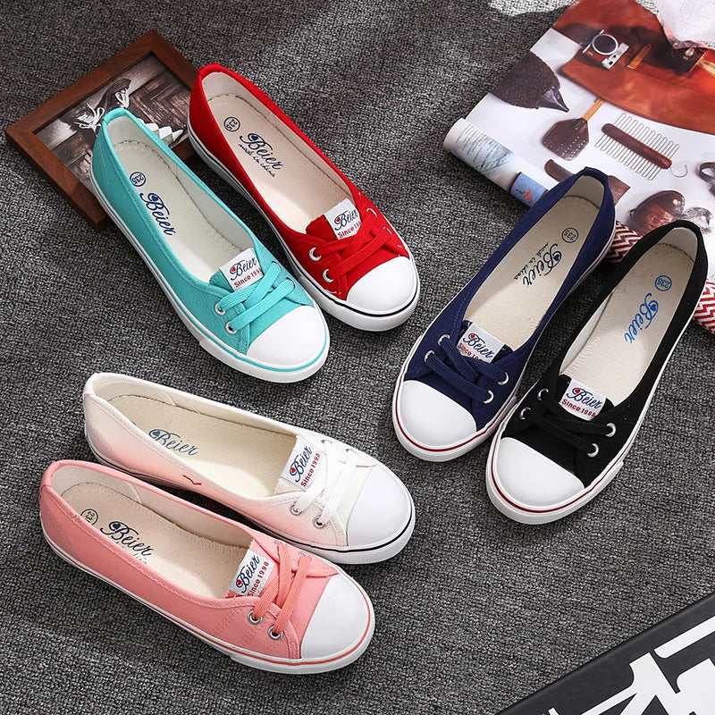 Women Shoes Female Flats Breathable Ladies Casual Canvas Shallow Sports Shoes Women's Sneakers Fashion Comfortable Sneakers