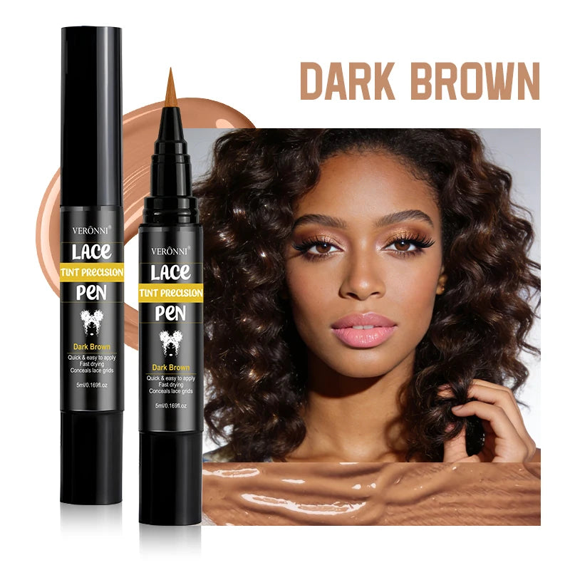 4 Colors Lace Tint Precision Pen 5ml Quick Dry Conceal Lace Dye Pen Portable Lace Tinting Concealer for Lace Wig Hairline Makeup