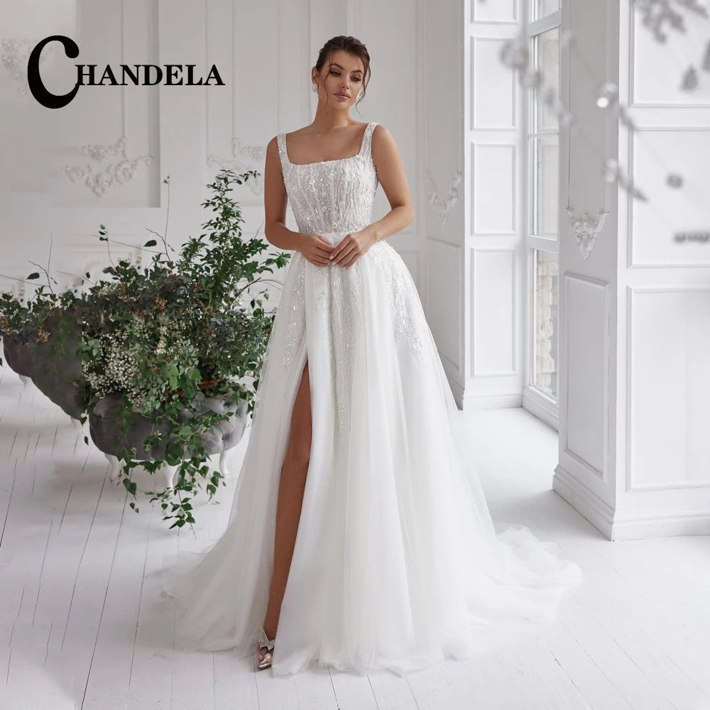 CHANDELA Off The Shoulder Princess Beach Wedding Dress For Women 2025 Sleeveless Bride Ruffles Bridal Gown Vestidos Customised