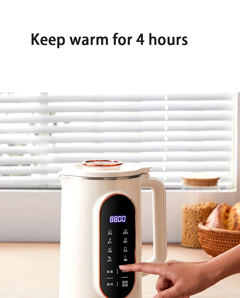 1500ml Multi-Function Electric Soy Milk Maker with Large Touchscreen Display, 10-Blade Mixer, Blender, and Nut Milk Maker