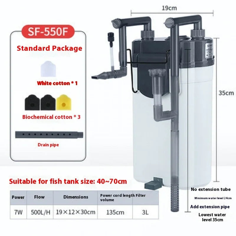 220V SOBO fish tank filter wall-mounted filter barrel three-in-one external filter small grass tank external circulation pump