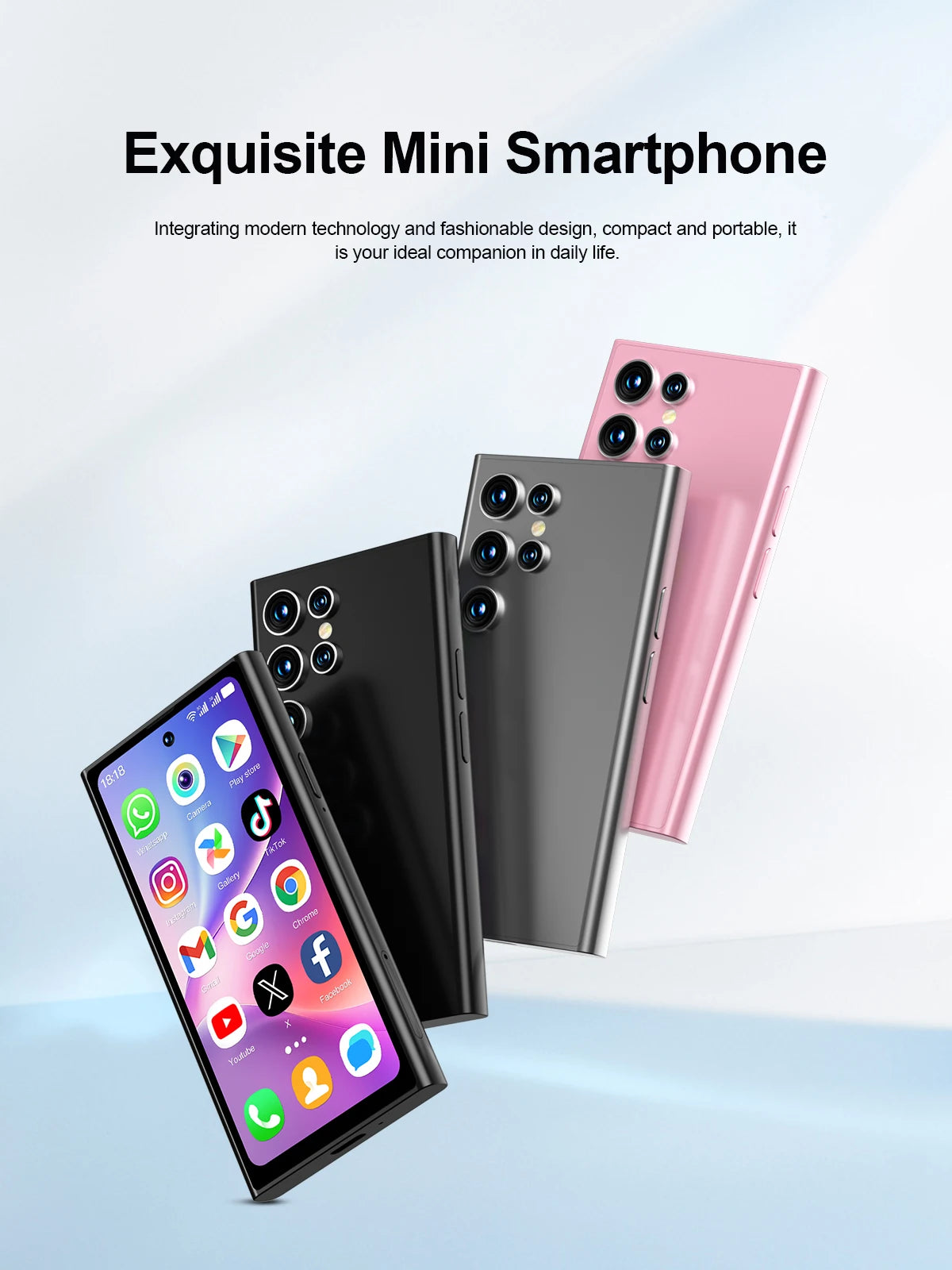 SERVO S27 Mini Android OS Cute Smartphone 4G LTE 3GB+64GB Play Store GPS WiFi Face ID 4.0"  Small Smart Phones Dual SIM Standby