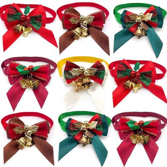 50/100pcs Christmas Pet Grooming Dog Accessories Small Dog Bowties Neckties Xmas Puppy Dog Collar Accessories Christmas Necktie