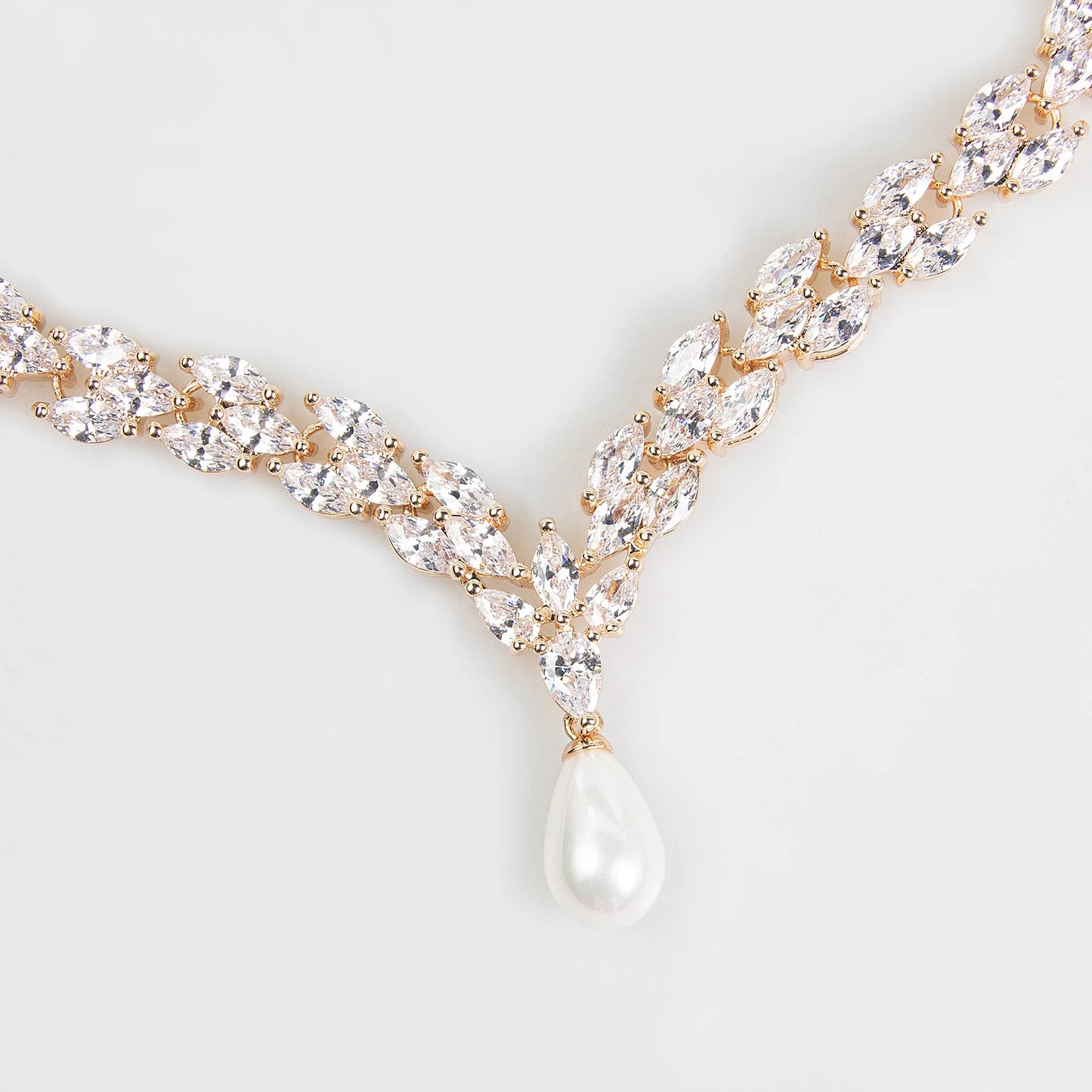 Luxury Zircon Jewelry Set For Women Pearl Pendant Necklace Earring Set For Wedding Bride Prom Party Necklace Accessories Gifts