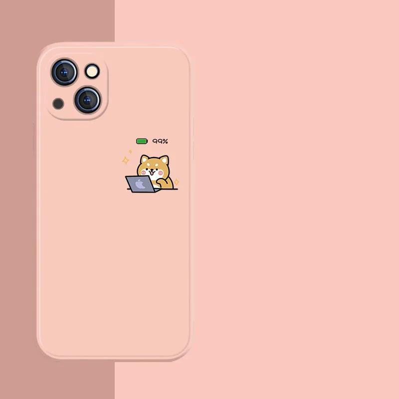 Funny Work Hard Shiba Inu Dog Phone Case For iPhone 17 16 15 11 12 14 13 Pro Max Mini X XR 7 8 Plus SE 16E Air Soft Cover Fundas