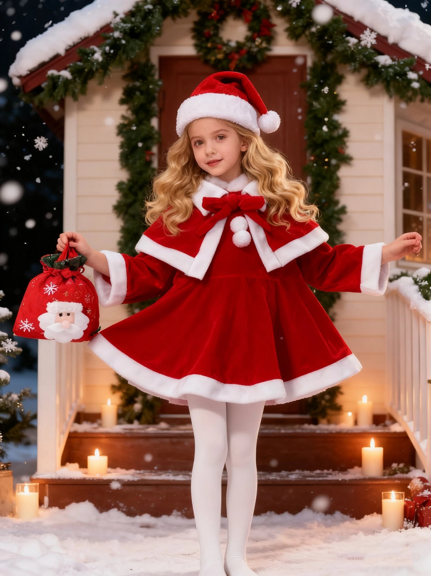 Children's Christmas Costumes Costume Set for Santa Girls, Classic Red Fashion Costumes, Baby  Dress