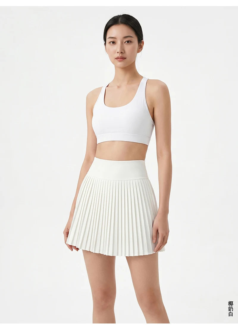 BIVIGAOS Summer Fashion High Waist Sport Short Skirt Women Youthful Cute Mini Skirt Safety Shorts Accordion Pleated Tennis Skirt